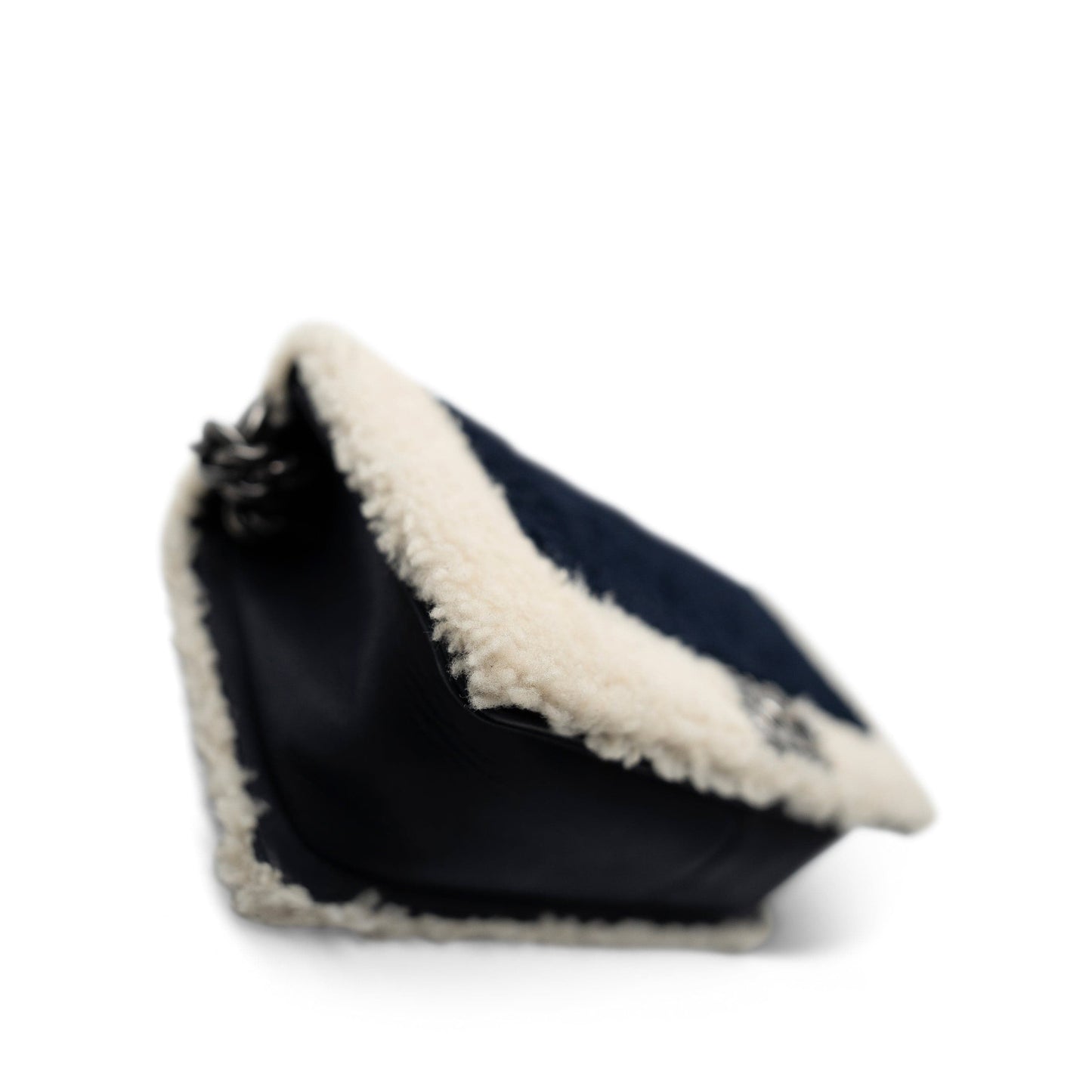 Navy/Cream Shearling Boy Bag Old Medium Ruthenium Hardware