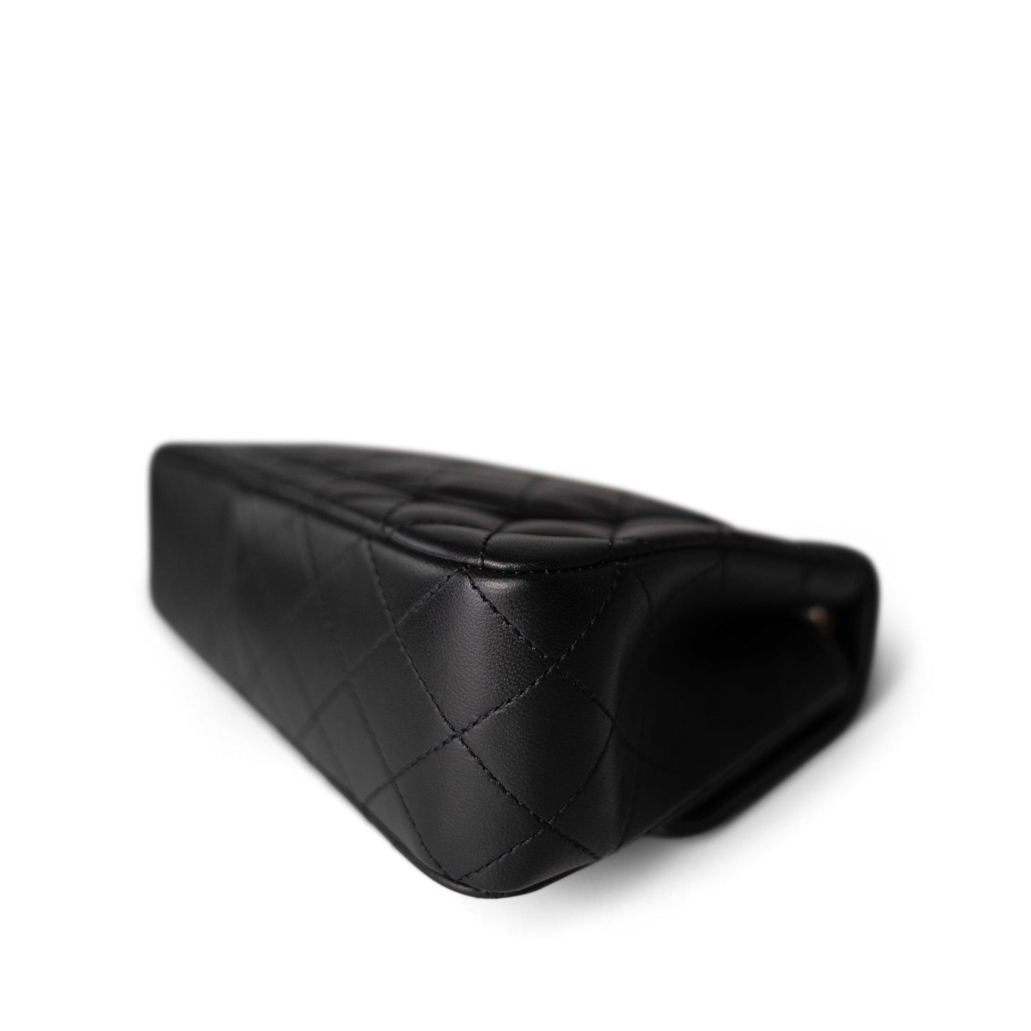 Sweet Camelia Single Flap Black Lambskin Quilted Aged GHW