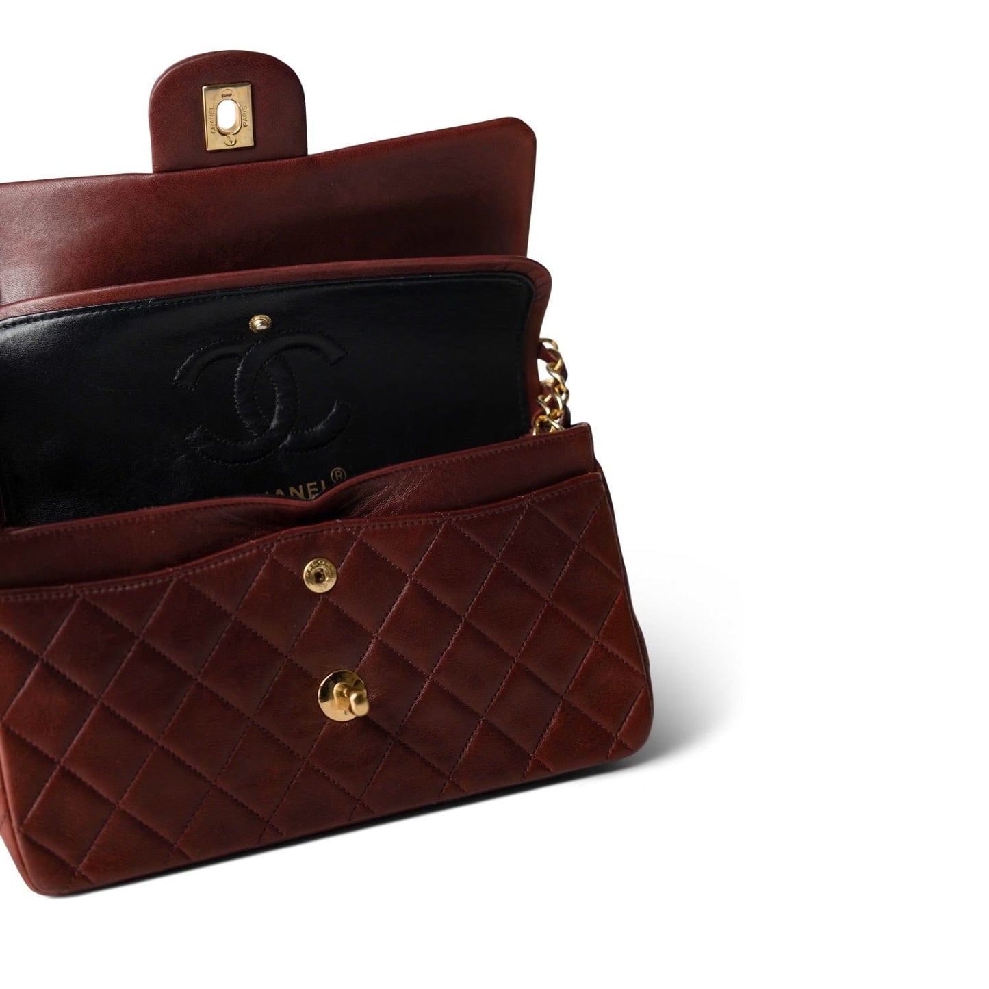 Vintage Red Lambskin Quilted Classic Flap Small GHW