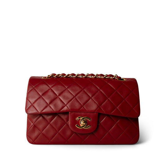 Vintage Red Lambskin Quilted Classic Flap Small Gold Hardware