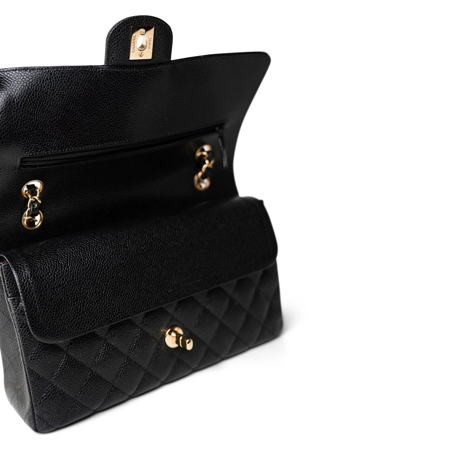 Black Caviar Quilted Classic Flap Medium Gold Hardware