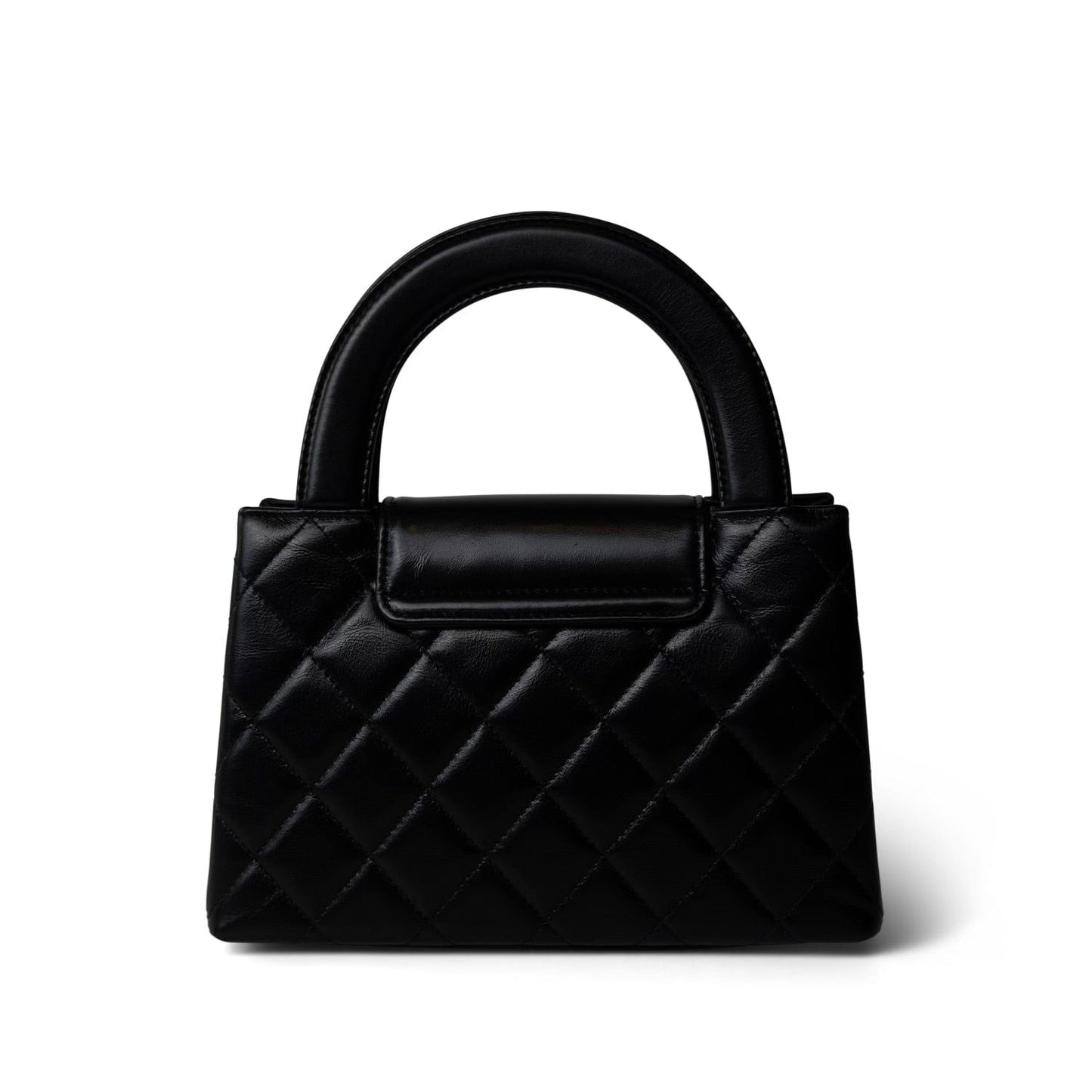 24P Black Shiny Aged Calfskin Nano Kelly Shopper Aged Gold Hardware