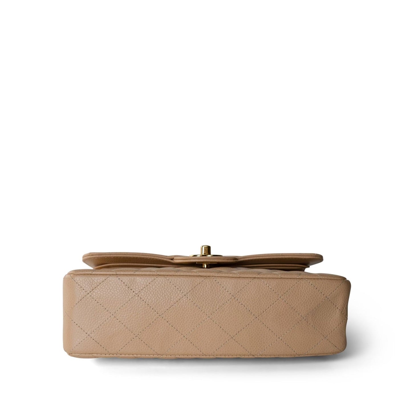 Beige Clair Caviar Quilted Small Classic Flap Gold Hardware