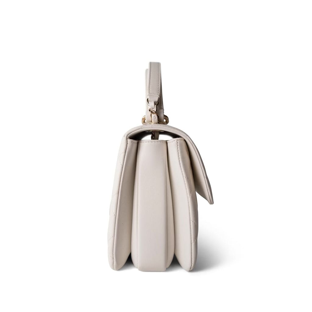 22S White Lambskin Quilted Trendy CC Small LGHW