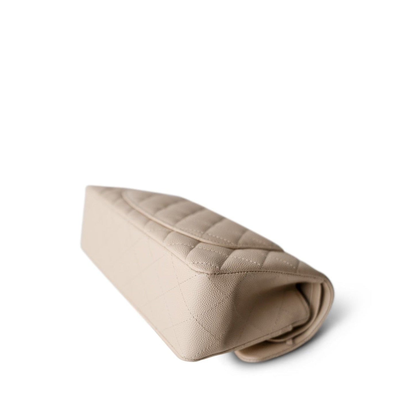 Light Beige/Nude Caviar Quilted Classic Flap Small LGHW