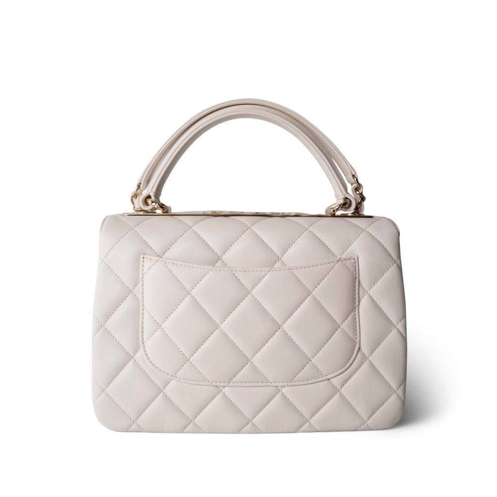 22S White Lambskin Quilted Trendy CC Small LGHW