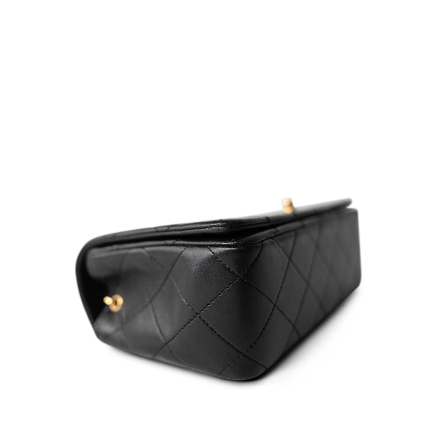 Black Lambskin Quilted CC Full Flap Bag Gold Hardware
