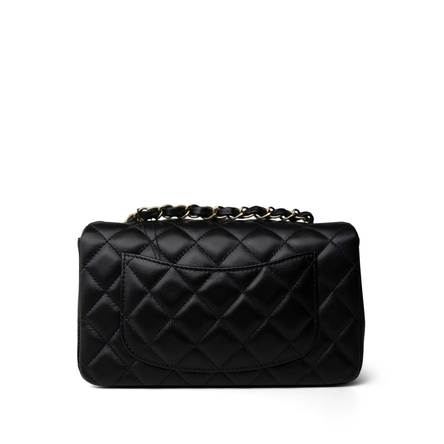 23S Black Lambskin Quilted Mini Rectangular Single Flap LGHW