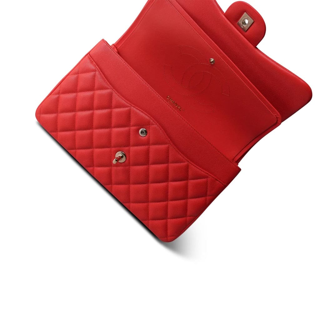 19C Red Caviar Quilted Classic Flap Jumbo LGHW