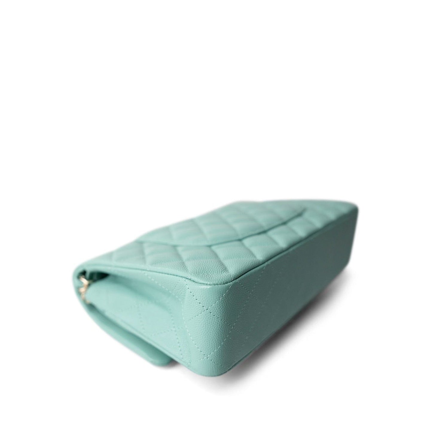 21S Tiffany Green Caviar Quilted Medium Classic Flap LGHW