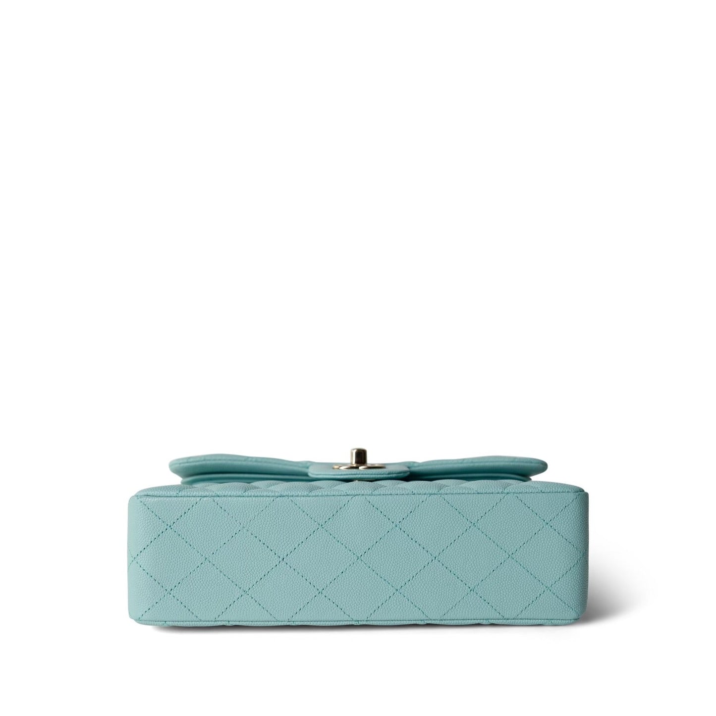 19C Tiffany Blue Caviar Quilted Classic Flap Small Light Gold Hardware