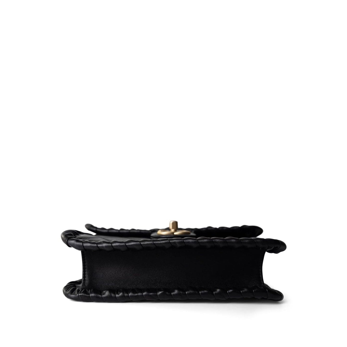 Black Calfskin Braided My Own Frame Flap Bag Aged GHW