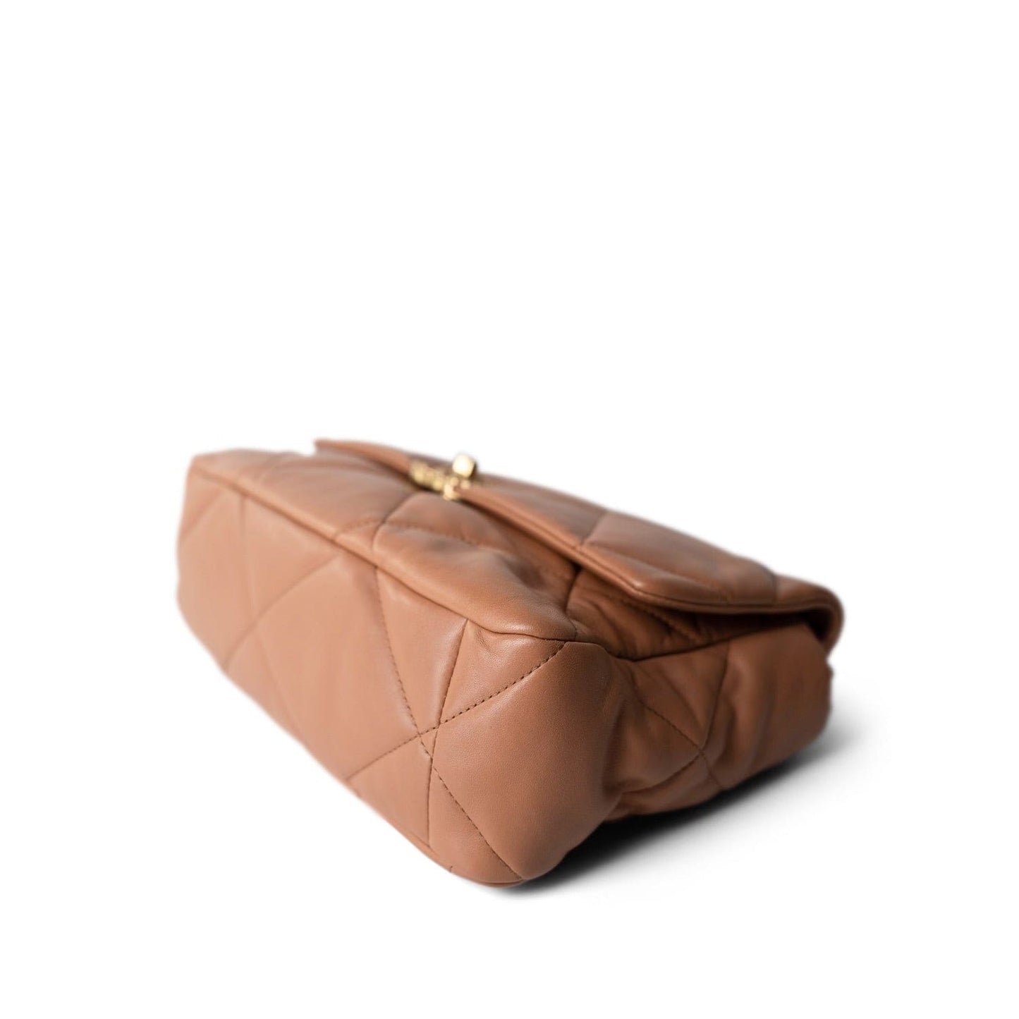 22S Caramel Quilted Large 19 Flap Mixed Hardware