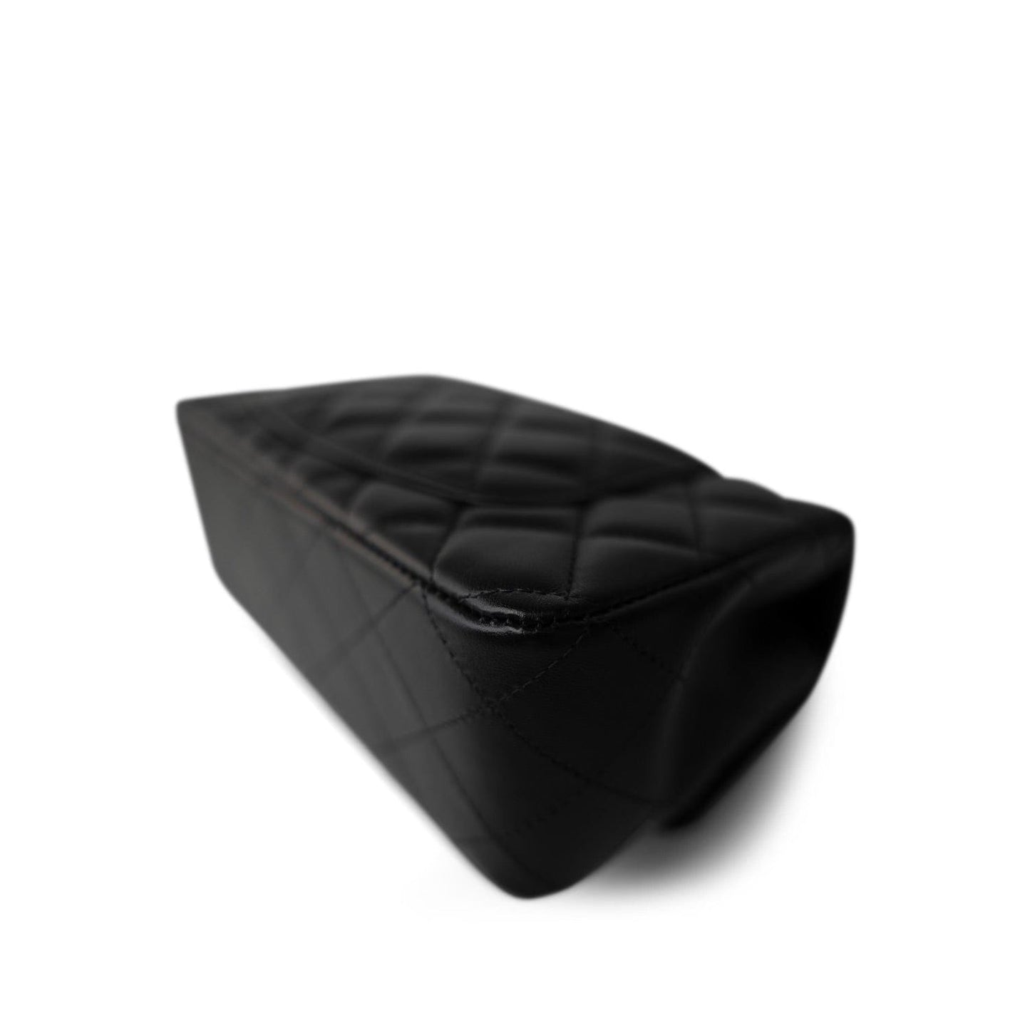 23S Black Lambskin Quilted Mini Rectangular Single Flap LGHW