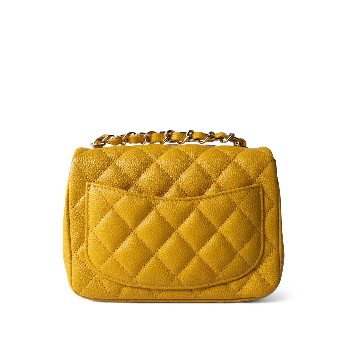 18S Yellow Caviar Quilted Mini Square Flap LGHW