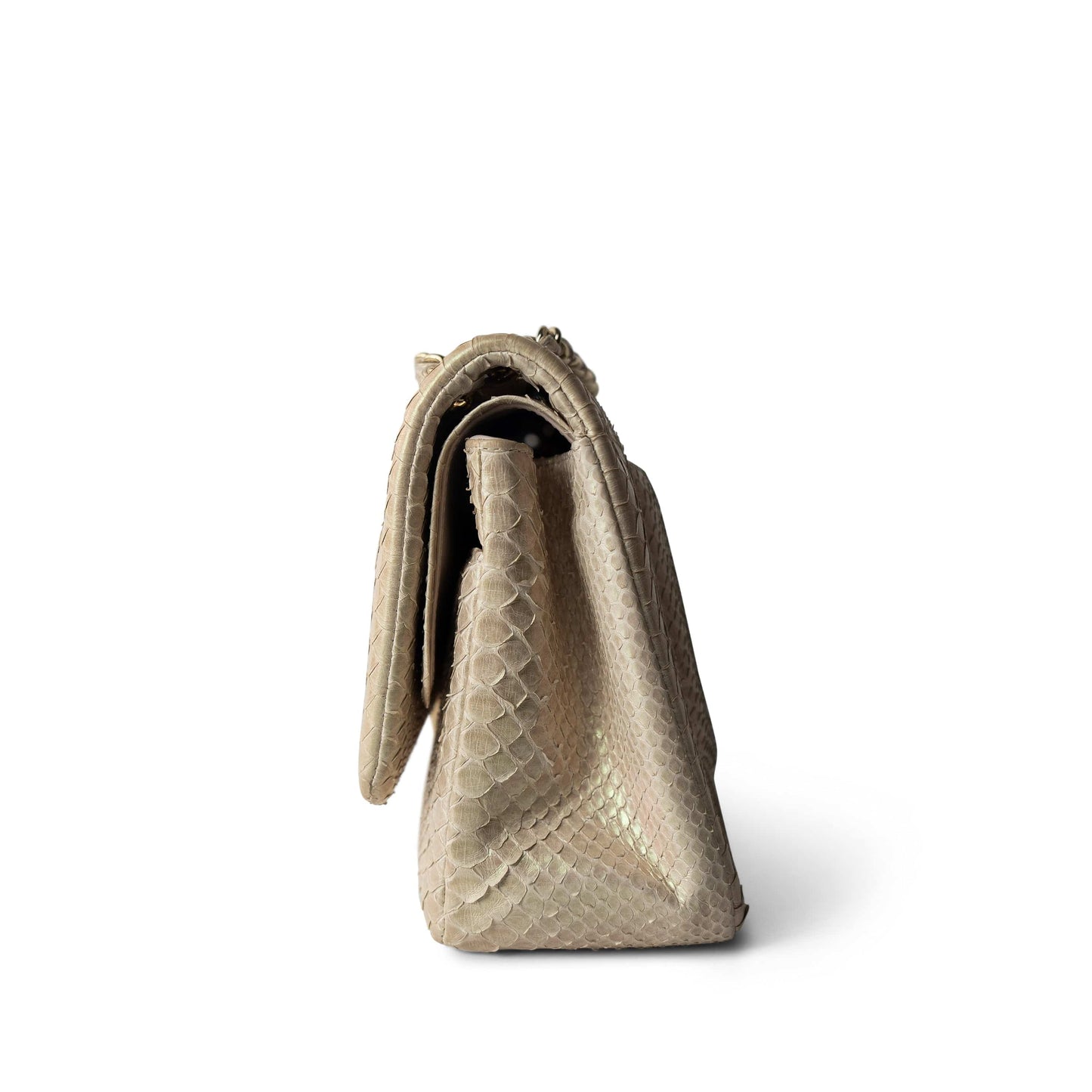 Iridescent Beige Python Classic Flap Jumbo LGHW