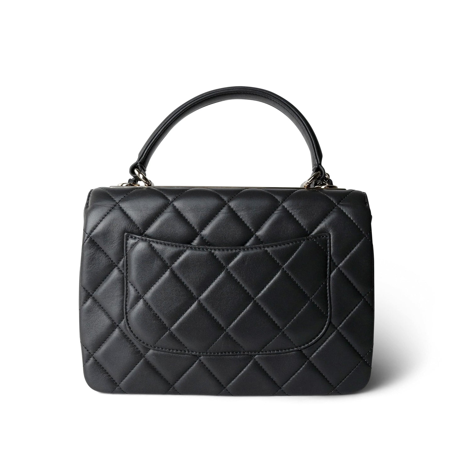 Trendy CC Grey Lambskin Quilted Small Light Gold Hardware