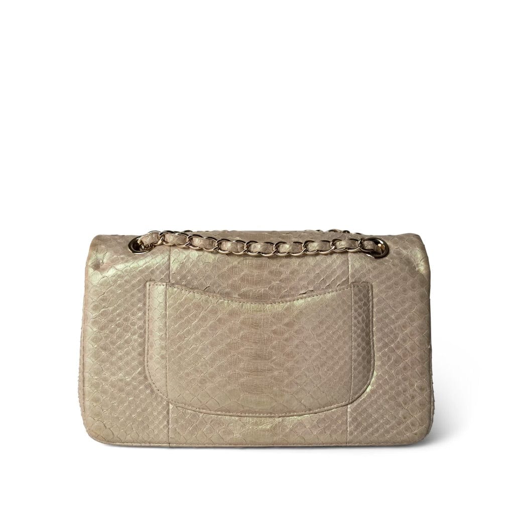 Iridescent Beige Python Classic Flap Medium LGHW