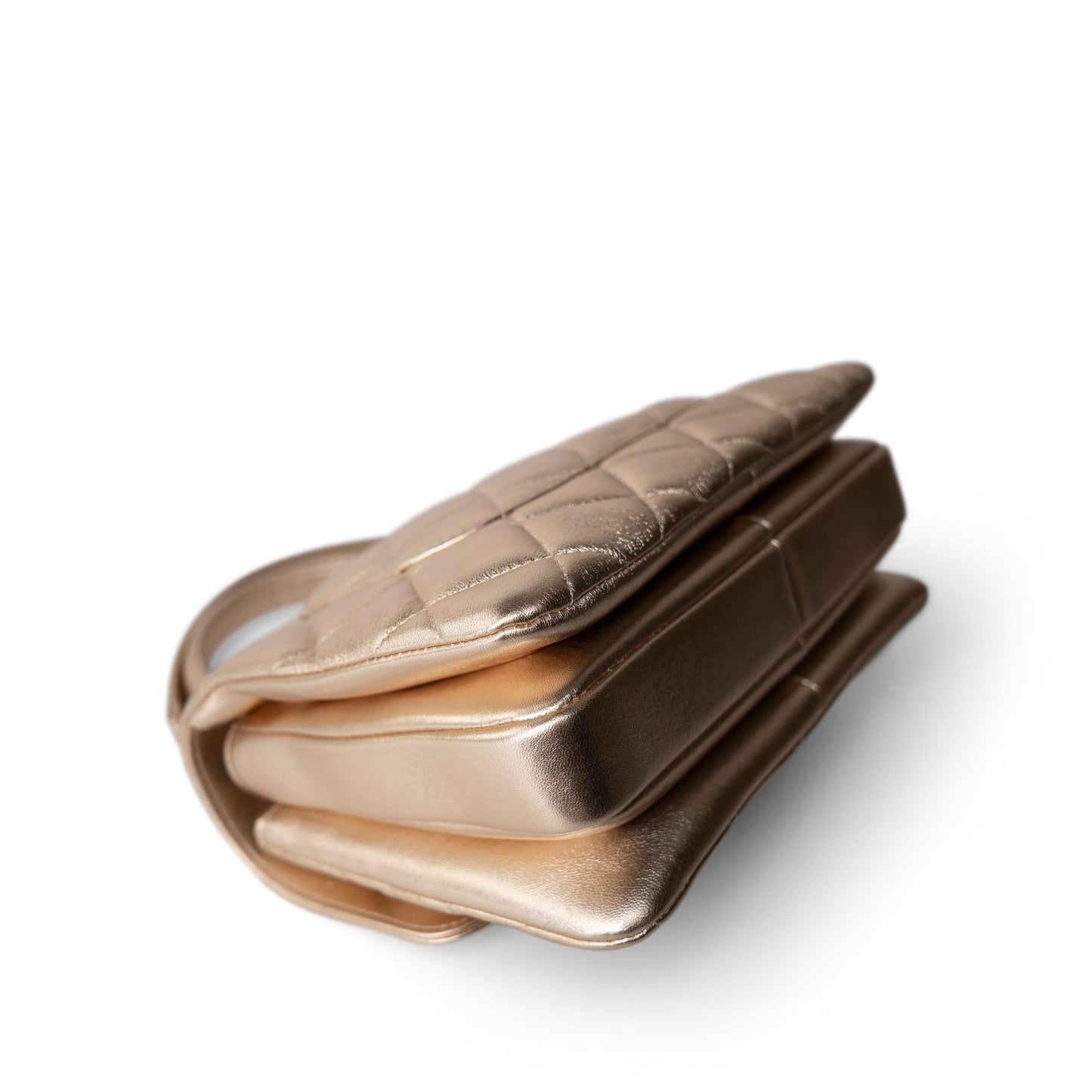 21S Gold Metallic Lambskin Quilted Trendy CC Small Light Gold Hardware