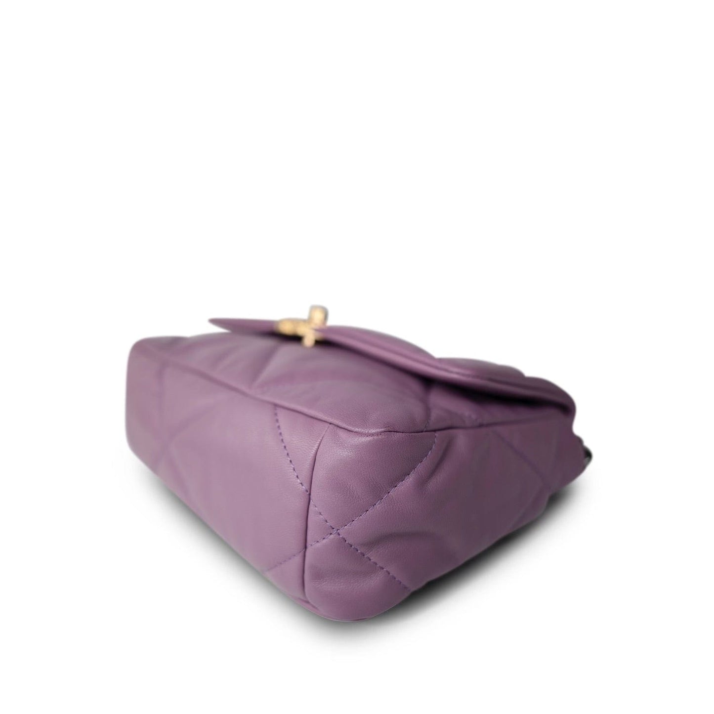 20B Purple Goatskin Quilted 19 Flap Small Mixed Hardware