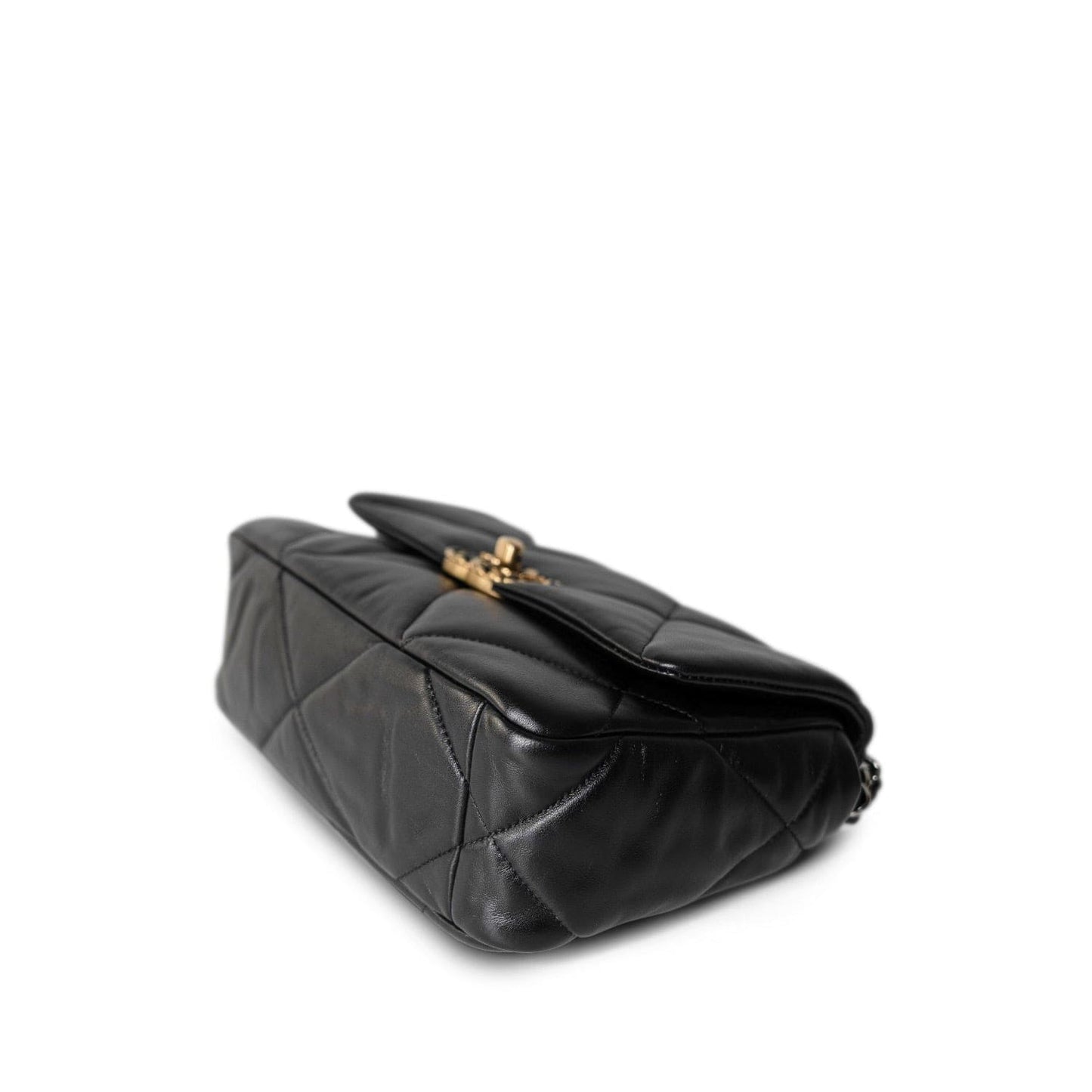 23S Black Lambskin Quilted 19 Flap Small Mixed Hardware