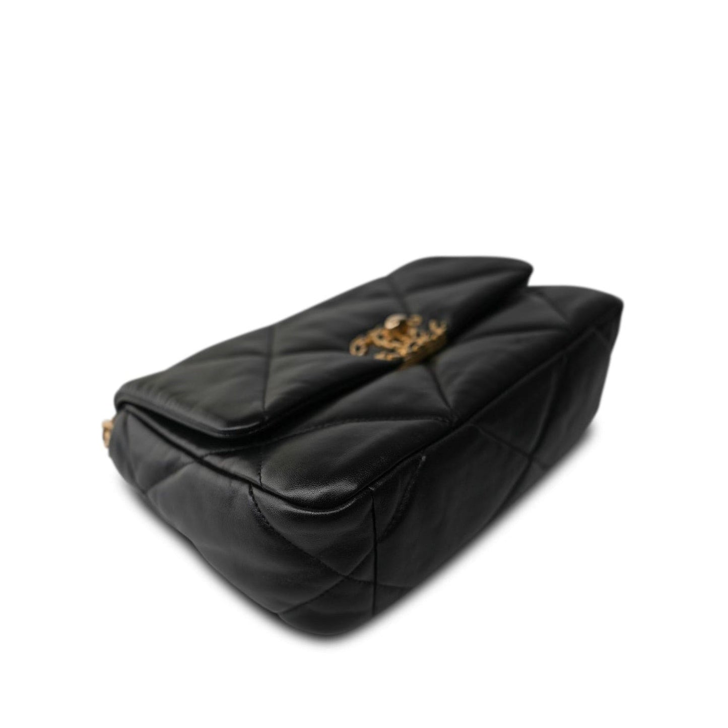 Black Lambskin Quilted 19 Flap Small Mixed Hardware