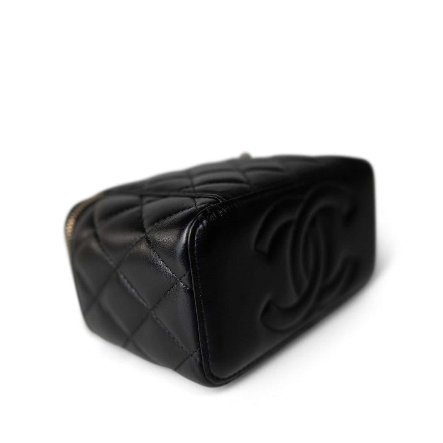 Black Vanity with Handle Lambskin Quilted LGHW