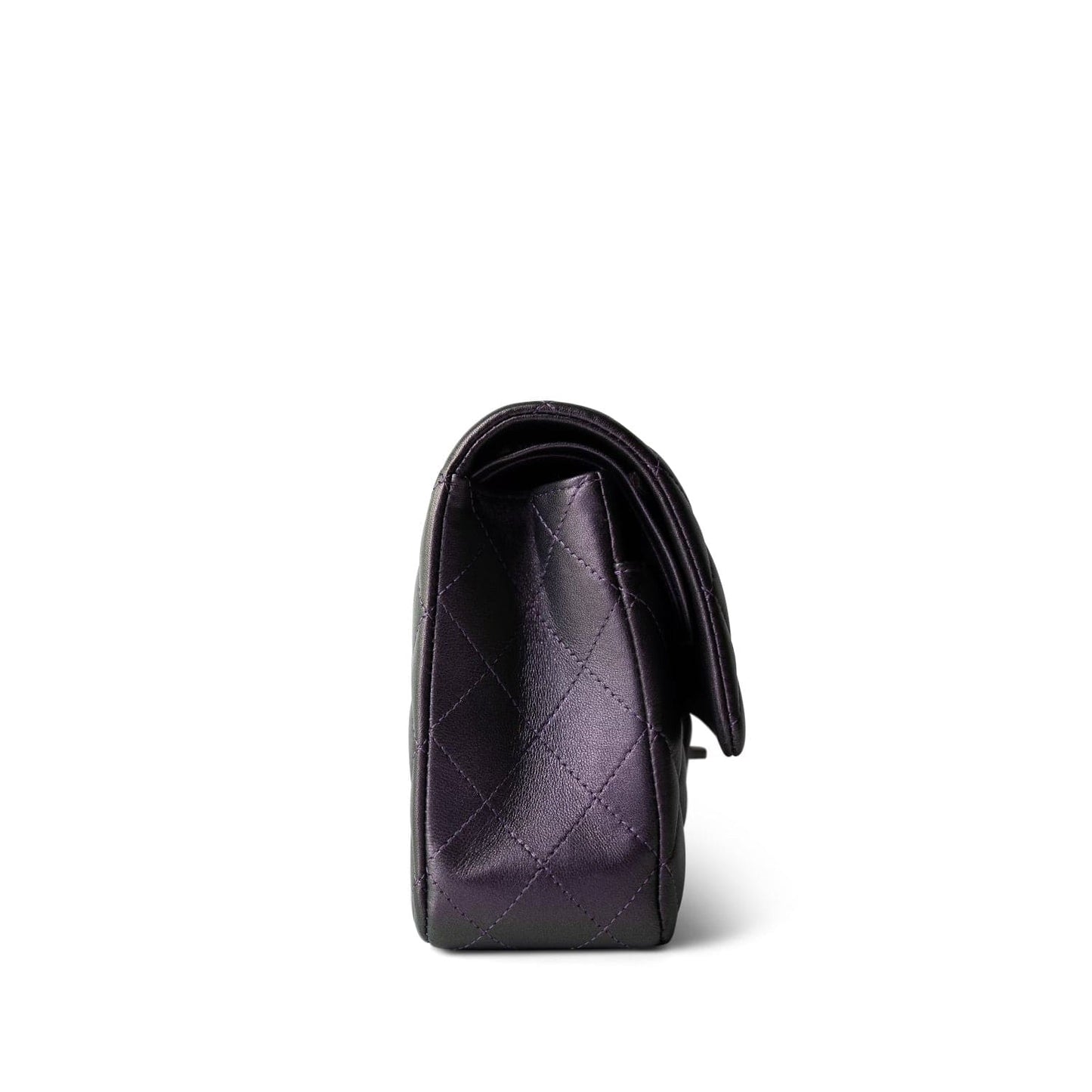 17S Purple Iridescent Lambskin Quilted Classic Flap Medium