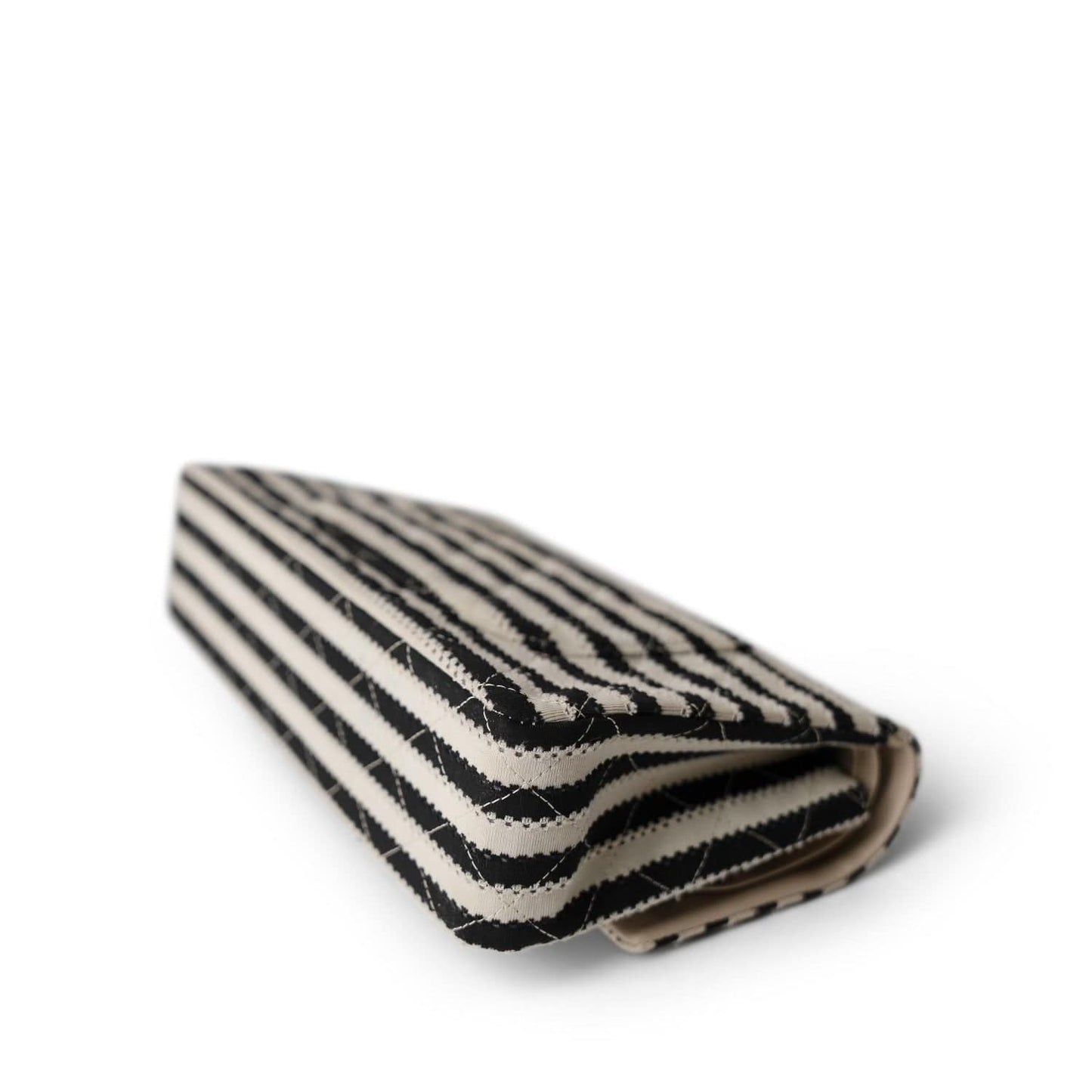 Ivory/Black Striped Coco Sailor Pearl Classic Flap Bag Gold Hardware