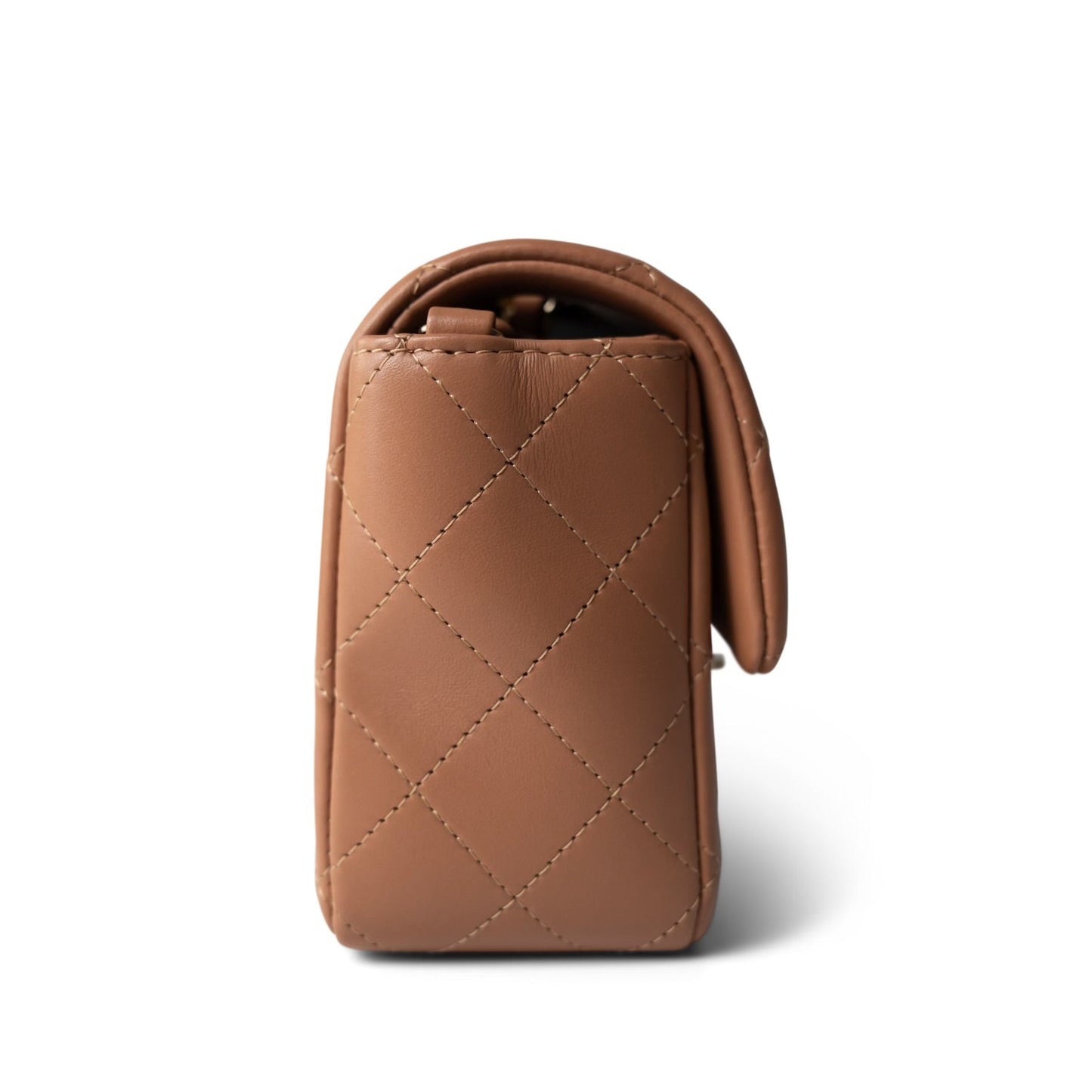 21P Light Caramel Lambskin Quilted Mini Rectangular Single Flap LGHW