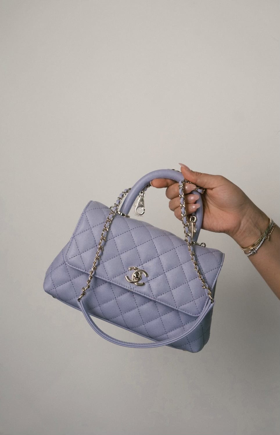 21K Lilac Caviar Quilted Small Coco Handle LGHW