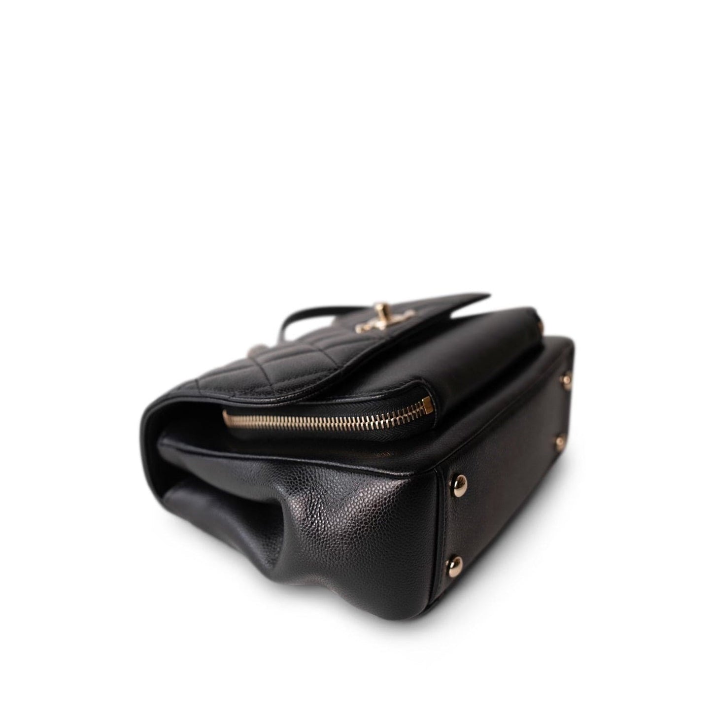 21B Black Caviar Quilted Business Affinity Flap Medium Light Gold Hardware