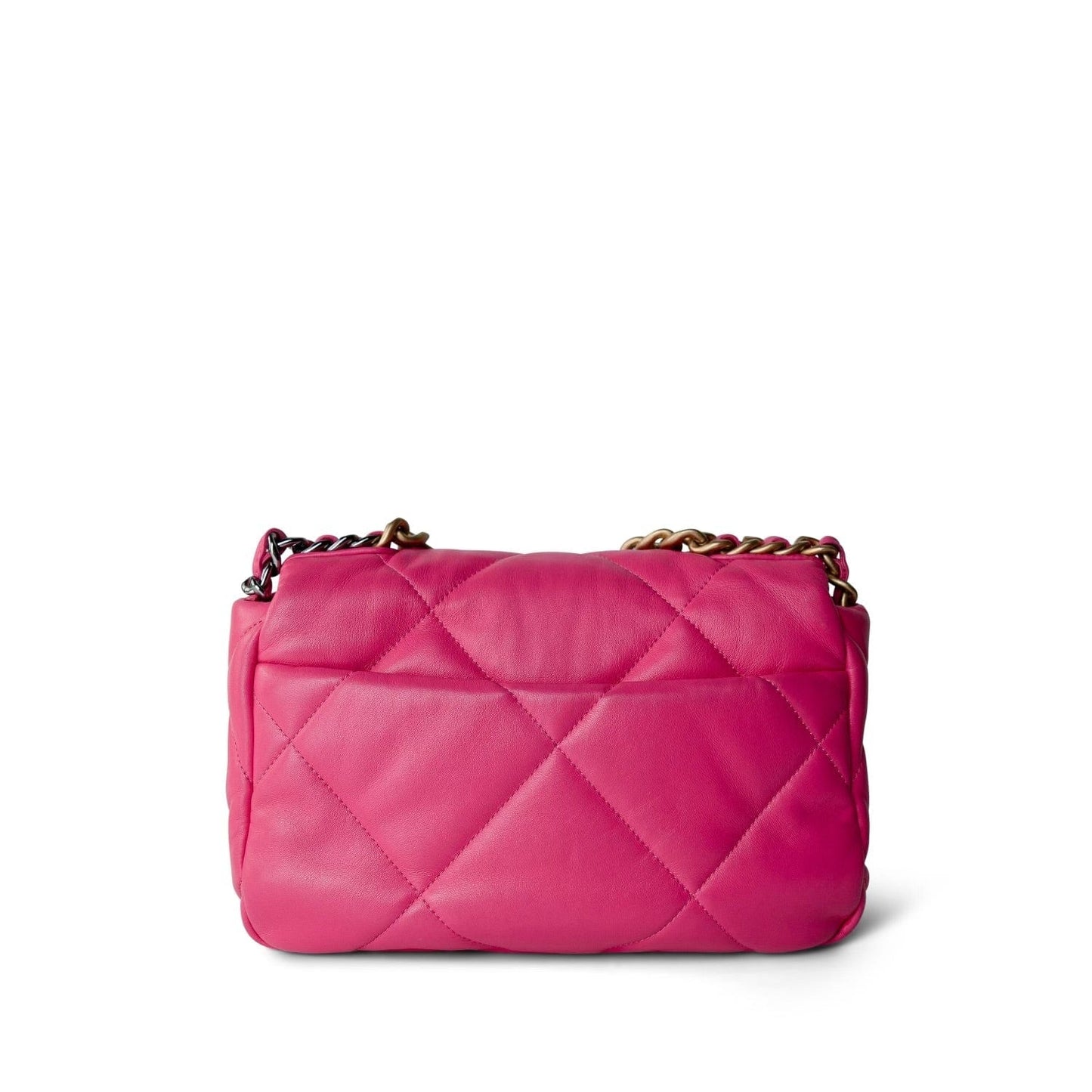 22P Pink Lambskin Quilted 19 Flap Small