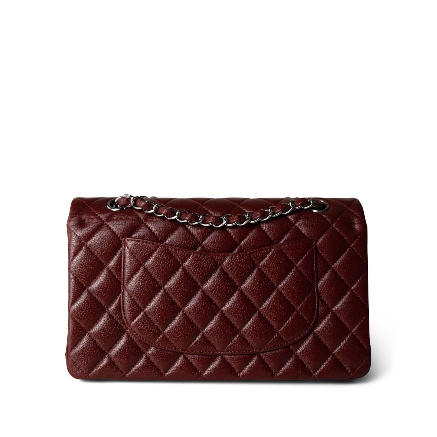 Burgundy Caviar Quilted Classic Flap Medium SHW