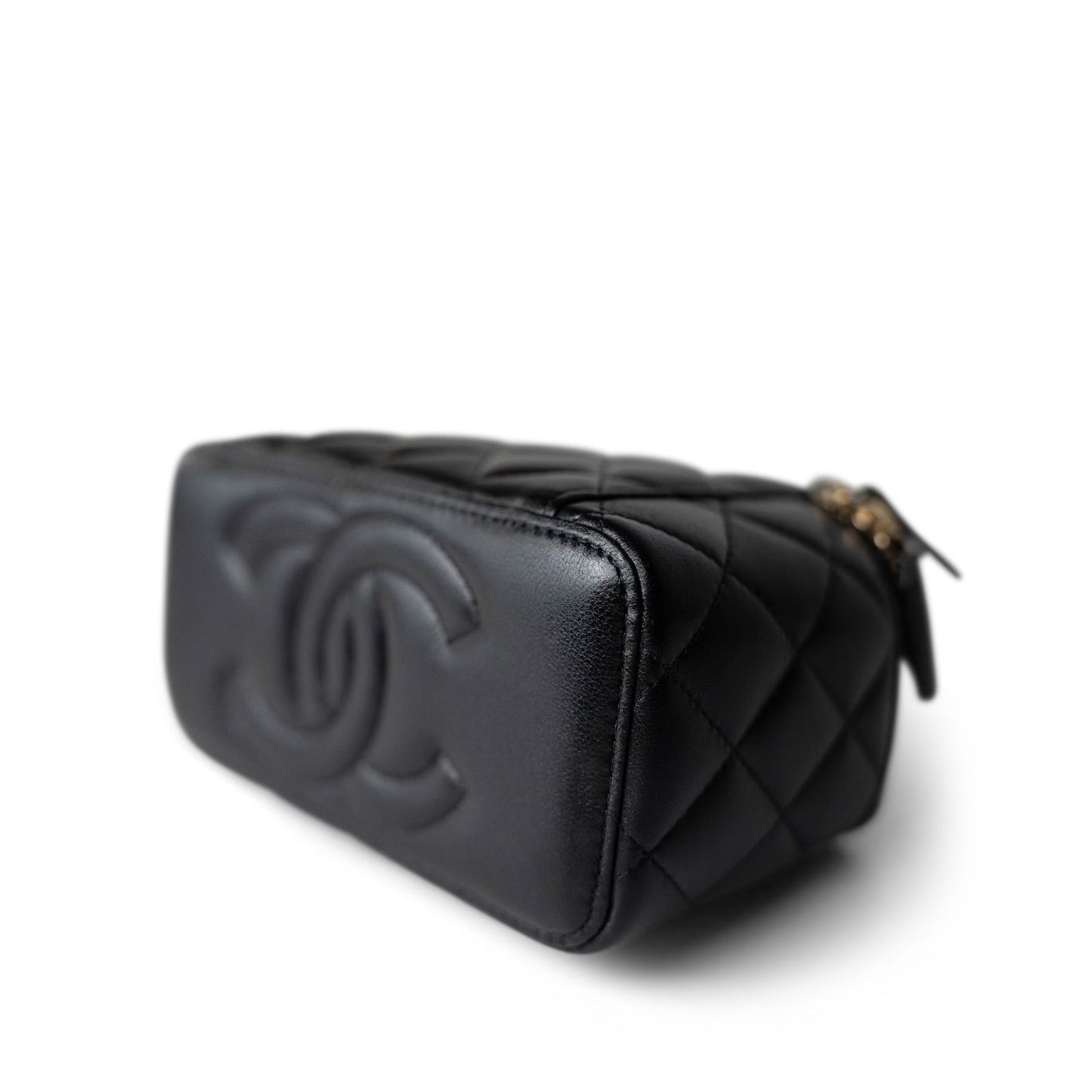 Black Vanity with Handle Lambskin Quilted LGHW