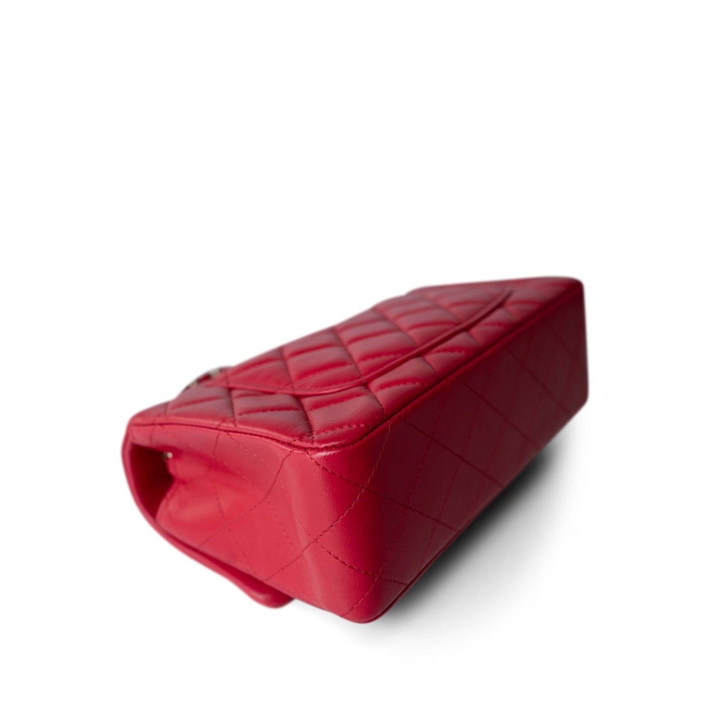 16C Red Lambskin Quilted Mini Rectangular Flap LGHW