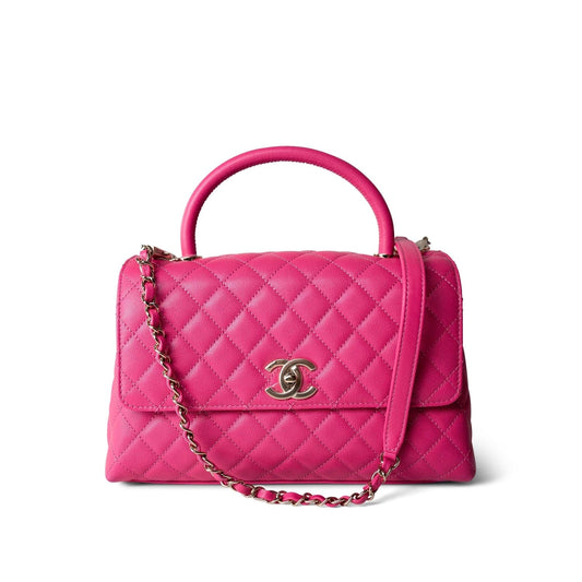 Pink Caviar Quilted Coco Handle Medium Light Gold Hardware