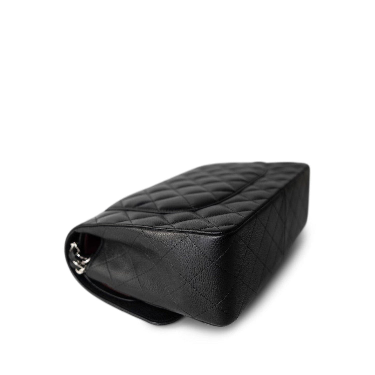 18B Black Caviar Quilted Jumbo Classic Flap SHW