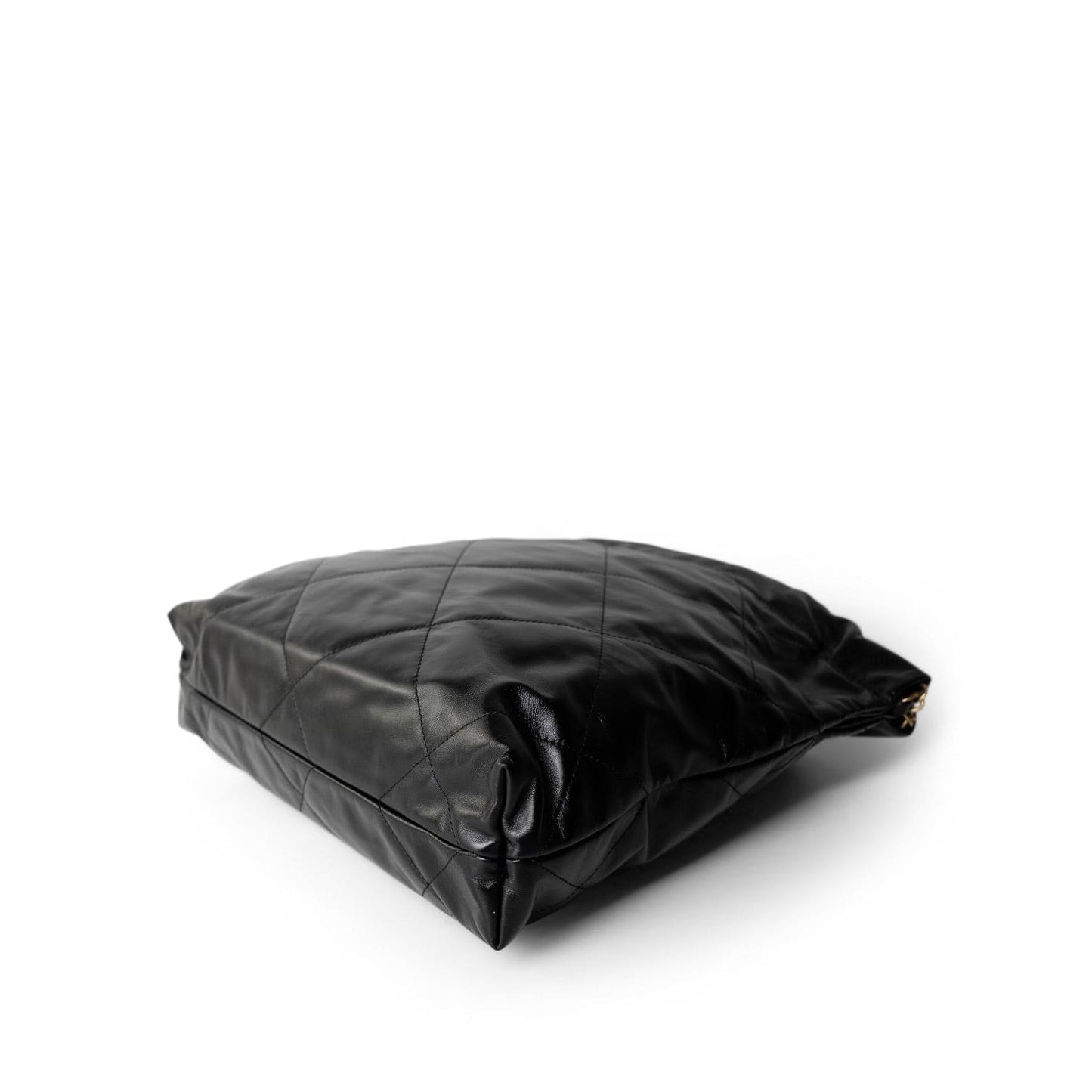 23A Black Calfskin Quilted 22 Hobo Bag Small Aged Gold Hardware