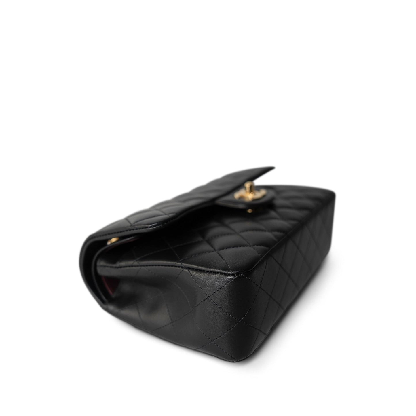 Black Lambskin Quilted Classic Flap Small Light Gold Hardware