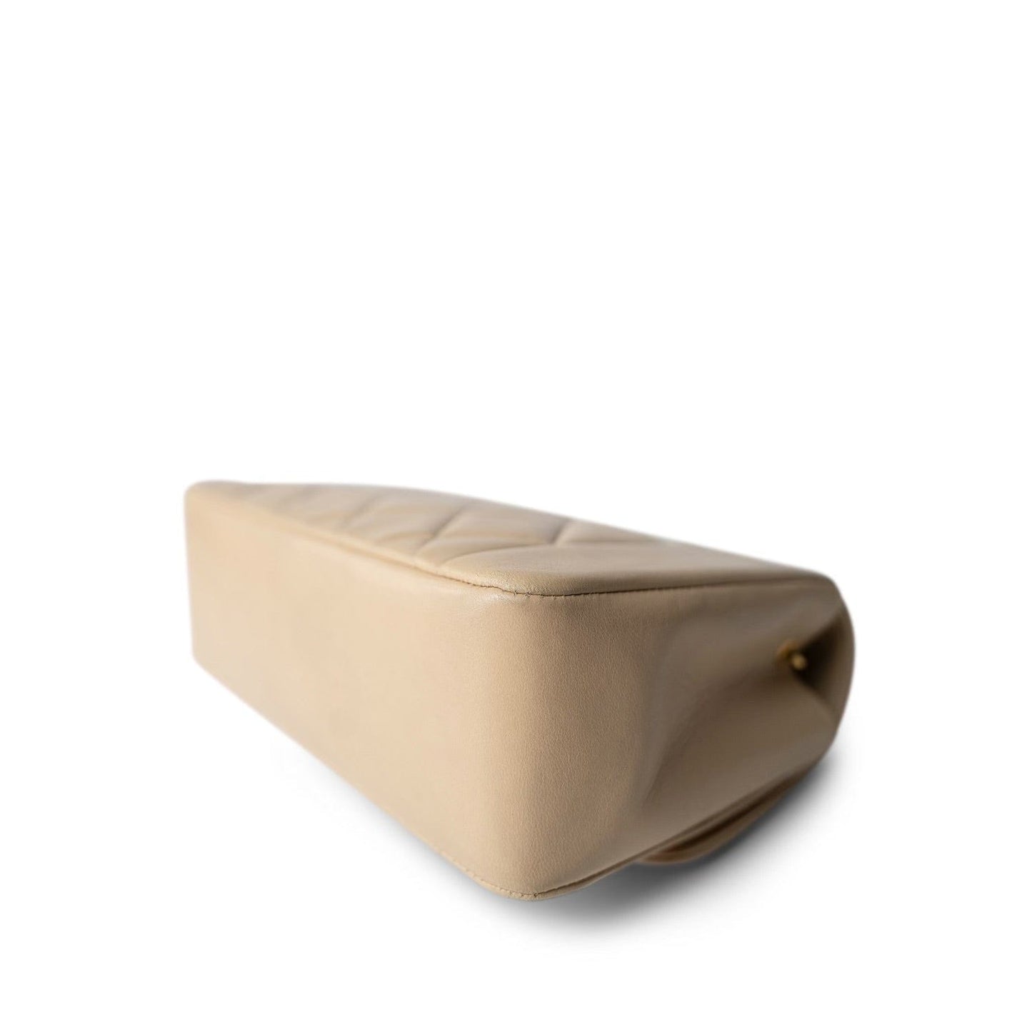 Light Beige Lambskin Quilted Diana Flap Small Gold Hardware