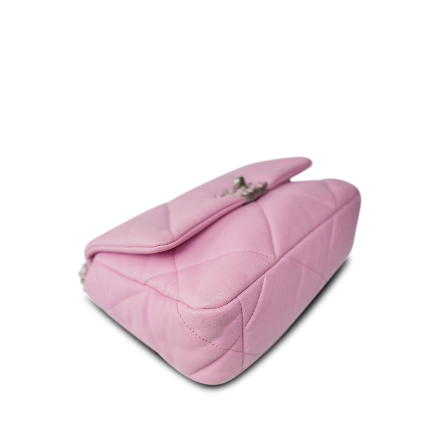 Light Pink Lambskin Quilted 19 Flap Small MHW