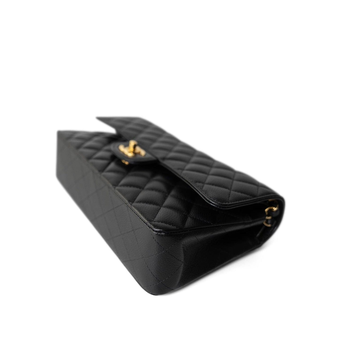 Black Caviar Quilted Medium Classic Flap Gold Hardware