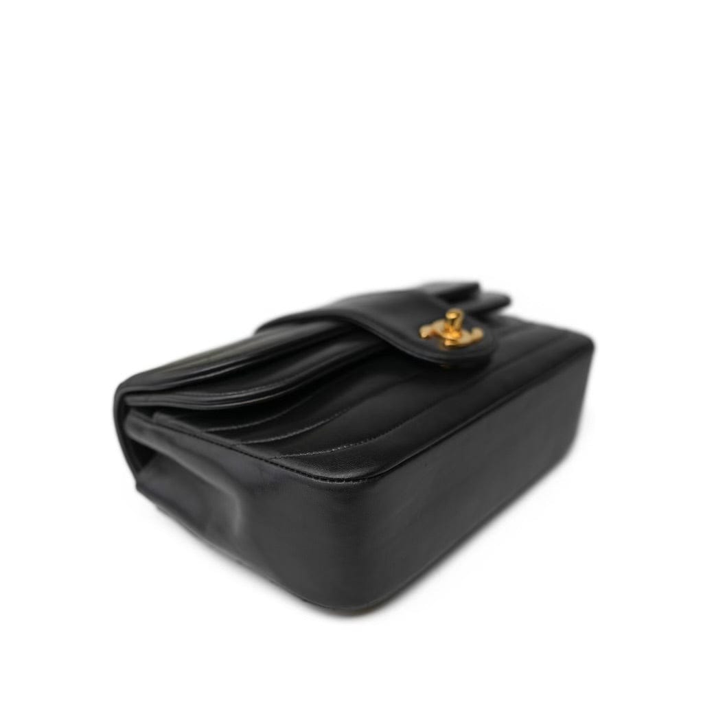 Black Horizontal Mademoiselle Multi Flap Bag GHW