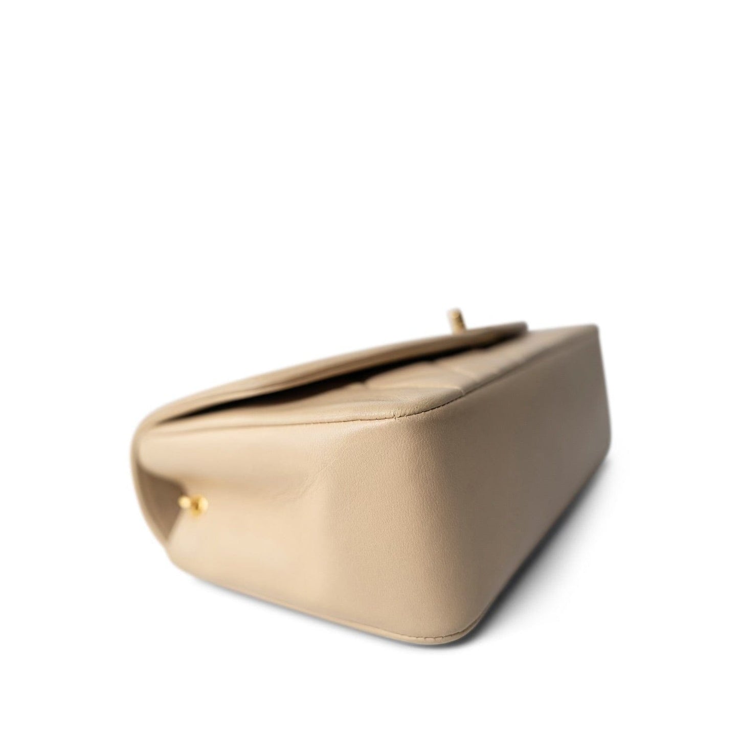 Light Beige Lambskin Quilted Diana Flap Small Gold Hardware