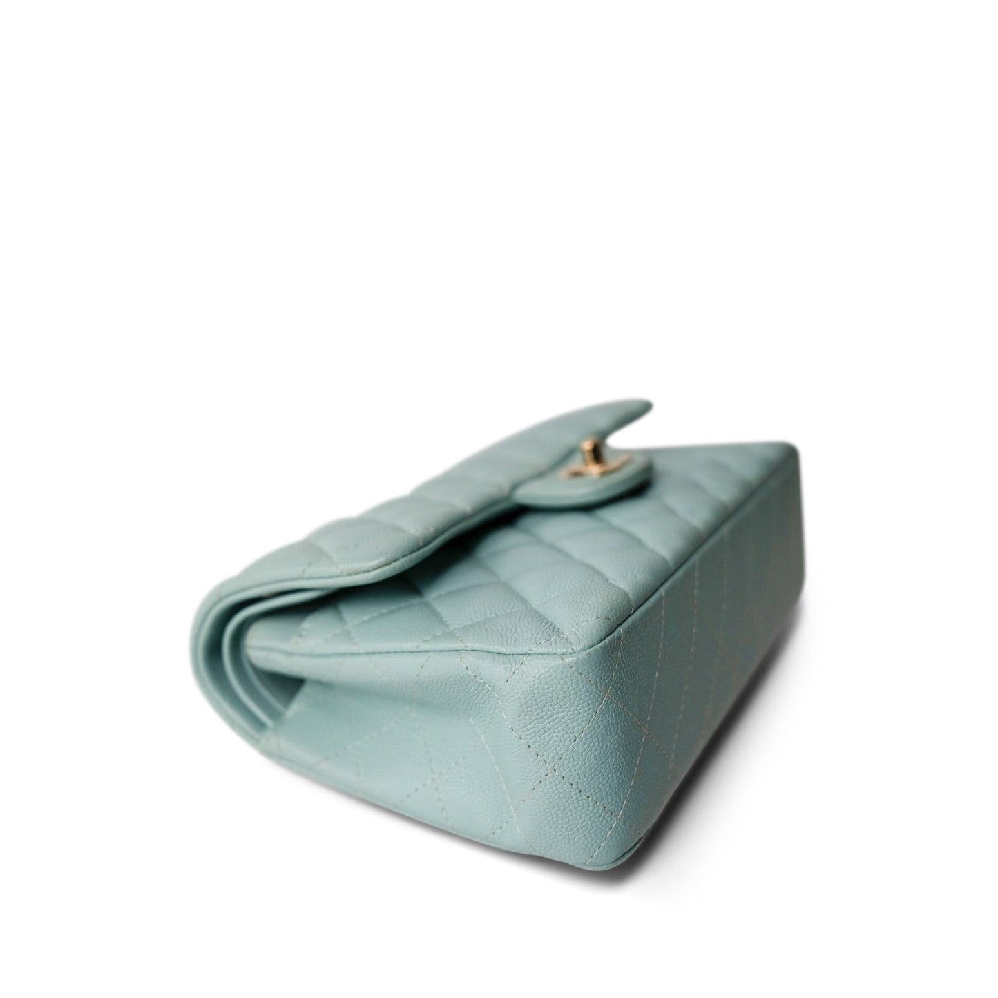 Tiffany Blue Caviar Quilted Classic Flap Small Light Gold Hardware