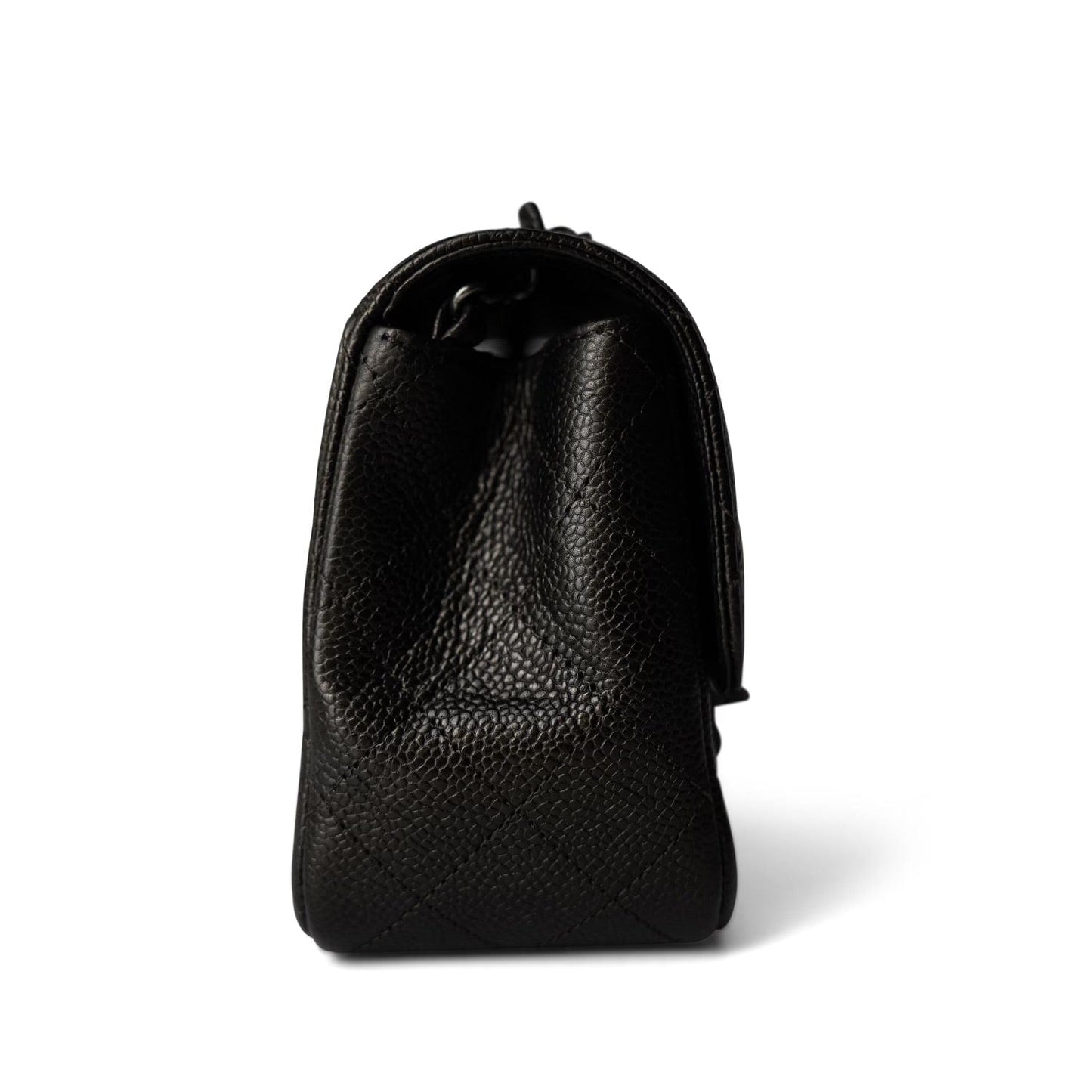 Black Caviar Quilted Mini Square Flap Ruthenium Hardware