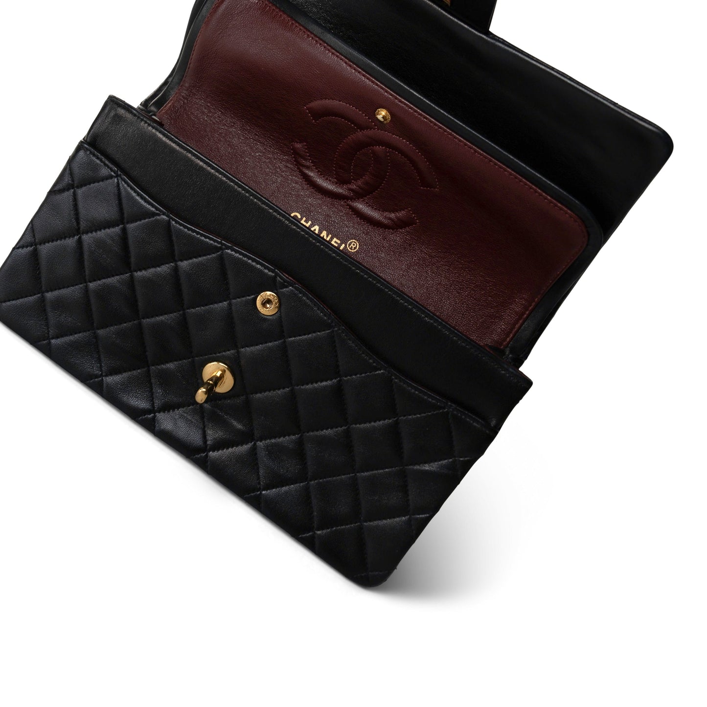 Vintage Black Lambskin Quilted Medium Classic Flap GHW