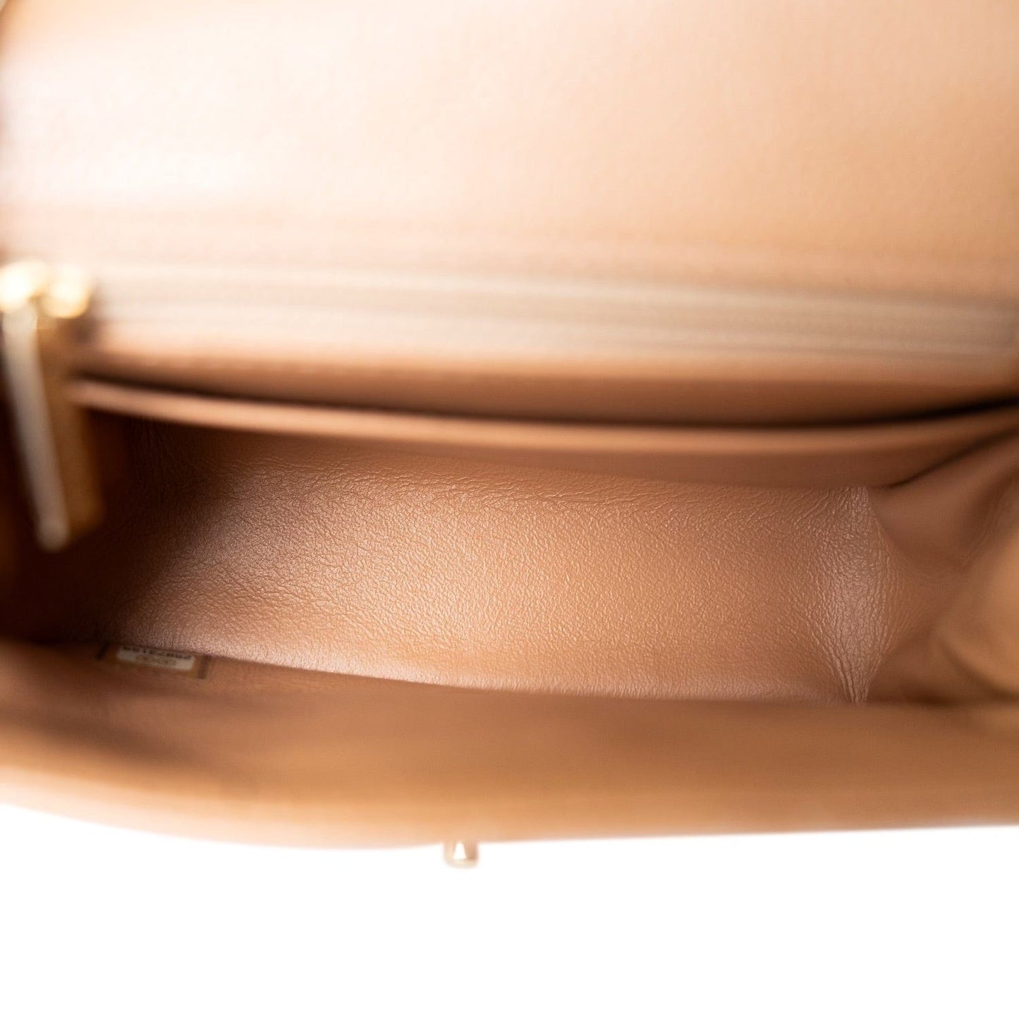 18S Beige Caviar Quilted Mini Square Flap Light Gold Hardware