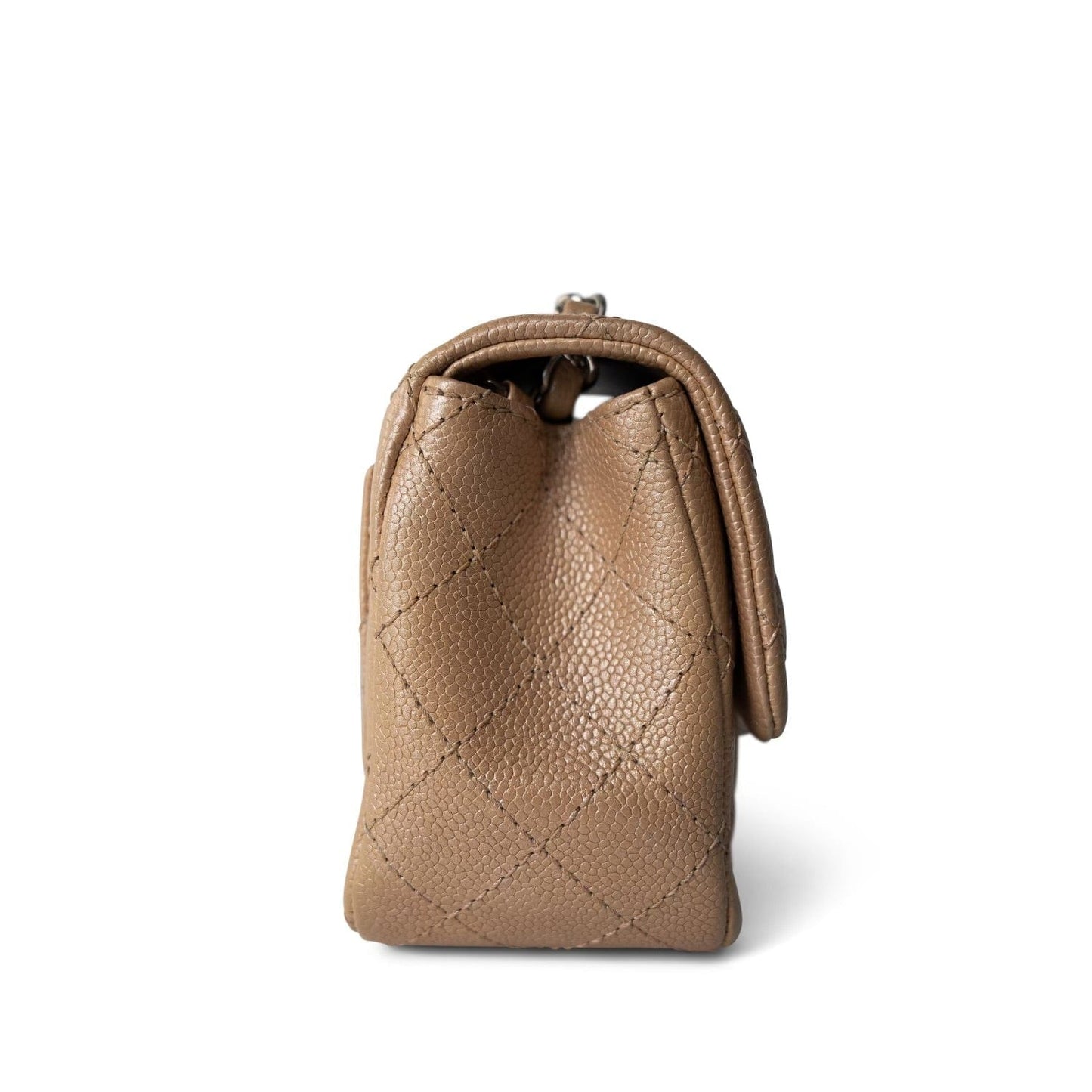 Pearly Beige Caviar Quilted Mini Square Flap SHW